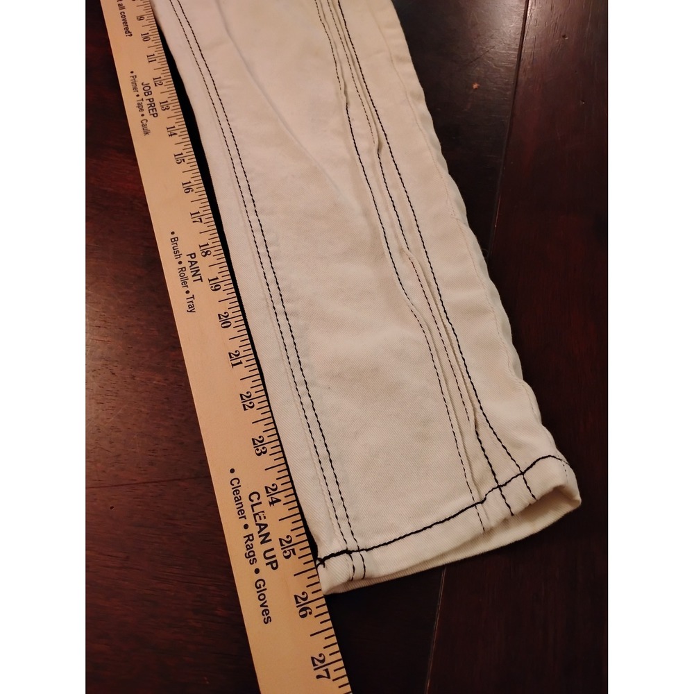 Almost Famous White High Rise Skinny Jeans Black Contrast Stitch Size 5 - Picture 7 of 7